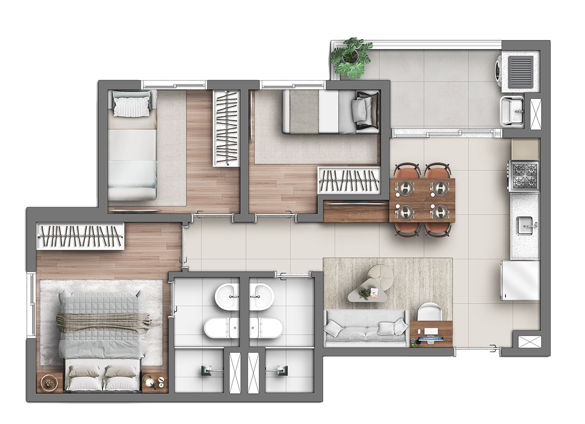 Apartamento à venda com 49m², 3 quartos com vaga - 26