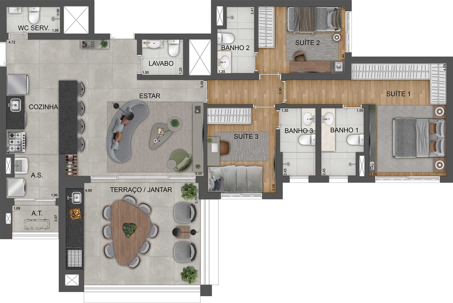 Apartamento à venda com 118m², 3 quartos com vaga - 65