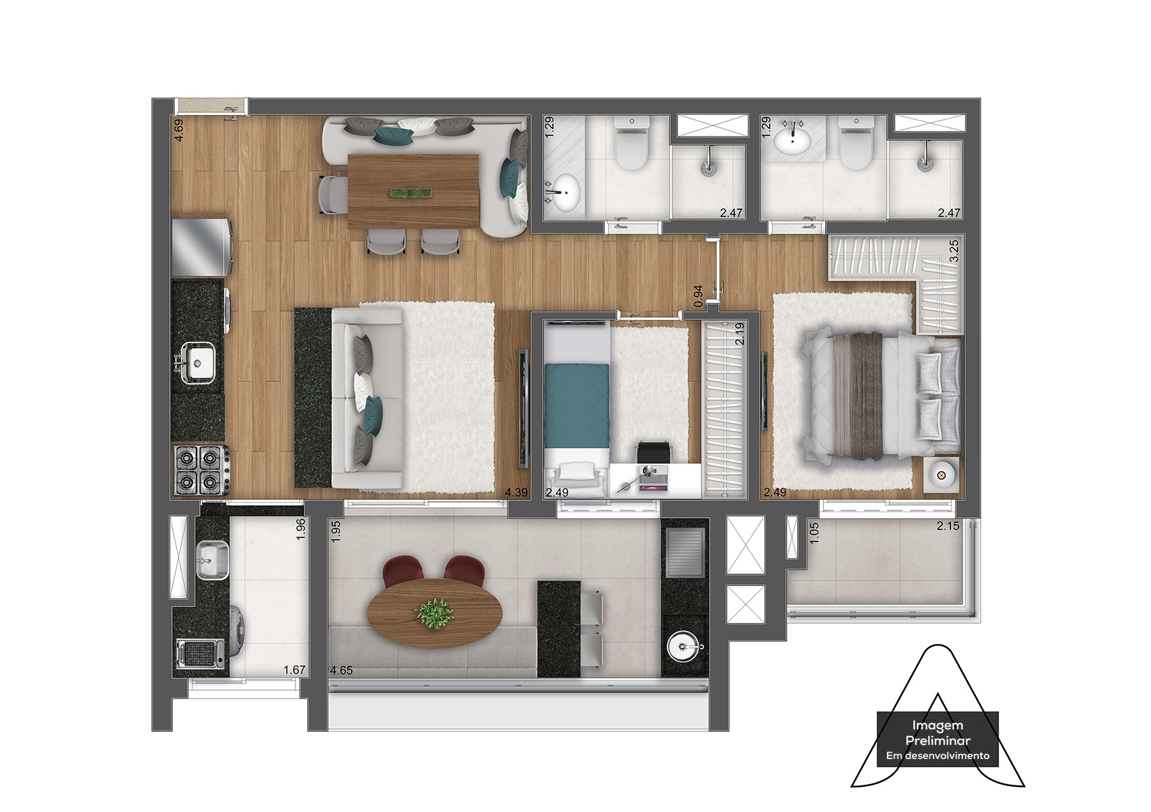 Apartamento à venda com 64m², 2 quartos com vaga - 26