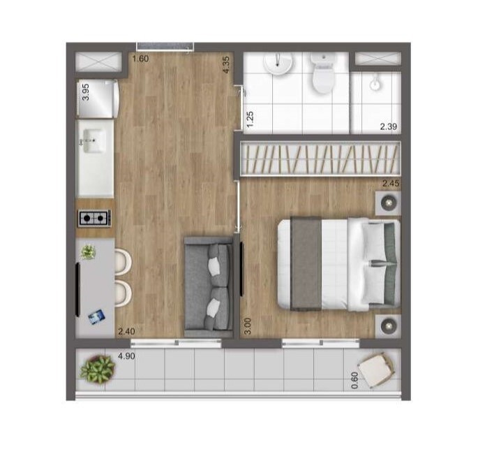 Apartamento à venda com 27m², 1 quarto sem vaga - 25