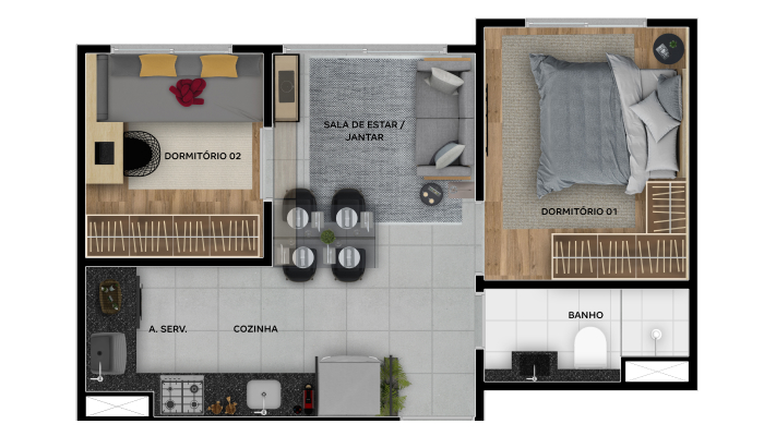 Apartamento à venda com 32m², 2 quartos sem vaga - 12