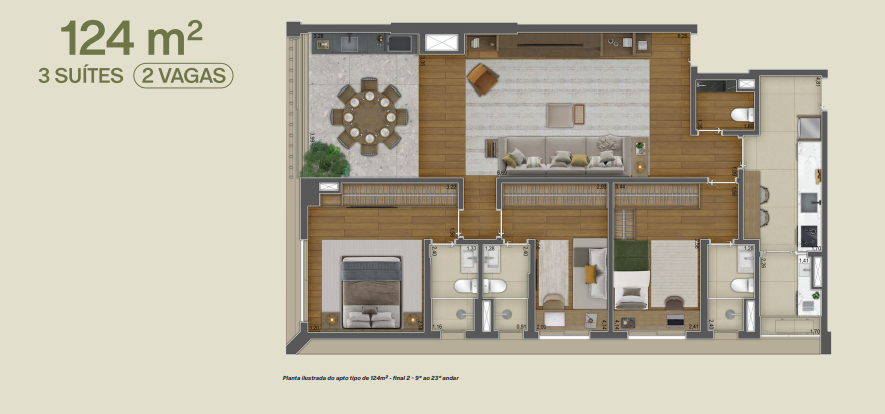Apartamento à venda com 124m², 3 quartos com vaga - 17
