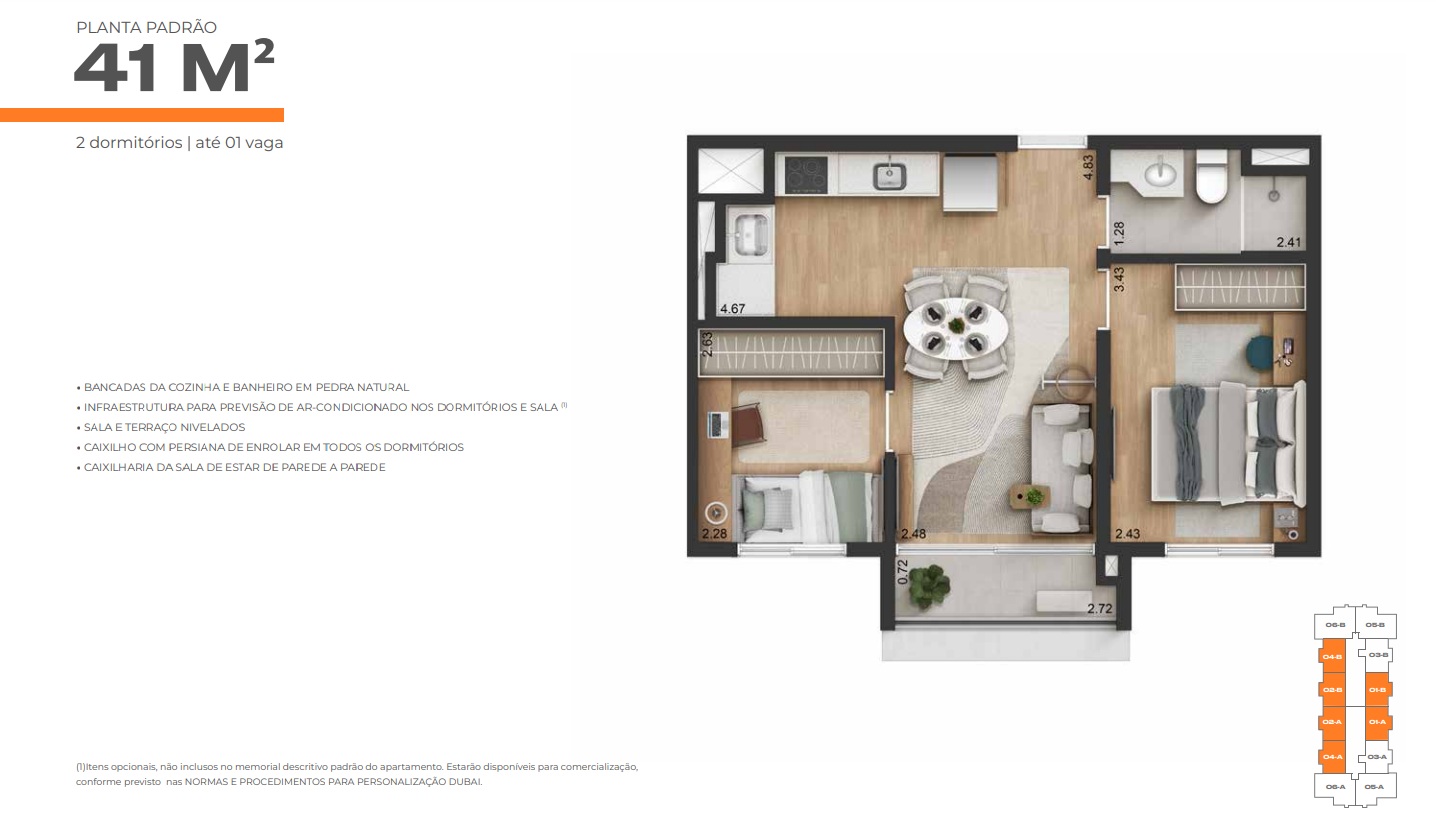 Apartamento à venda com 41m², 2 quartos sem vaga - 30