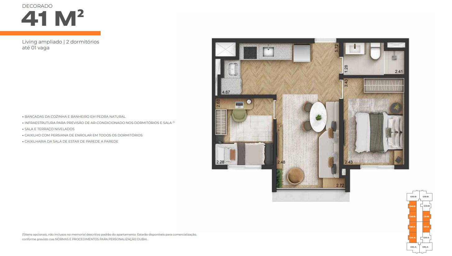 Apartamento à venda com 41m², 2 quartos sem vaga - 31