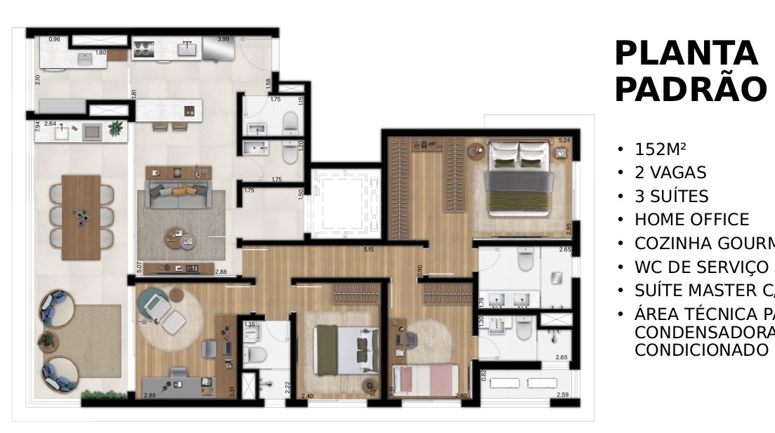 Apartamento à venda com 151m², 3 quartos com vaga - 21