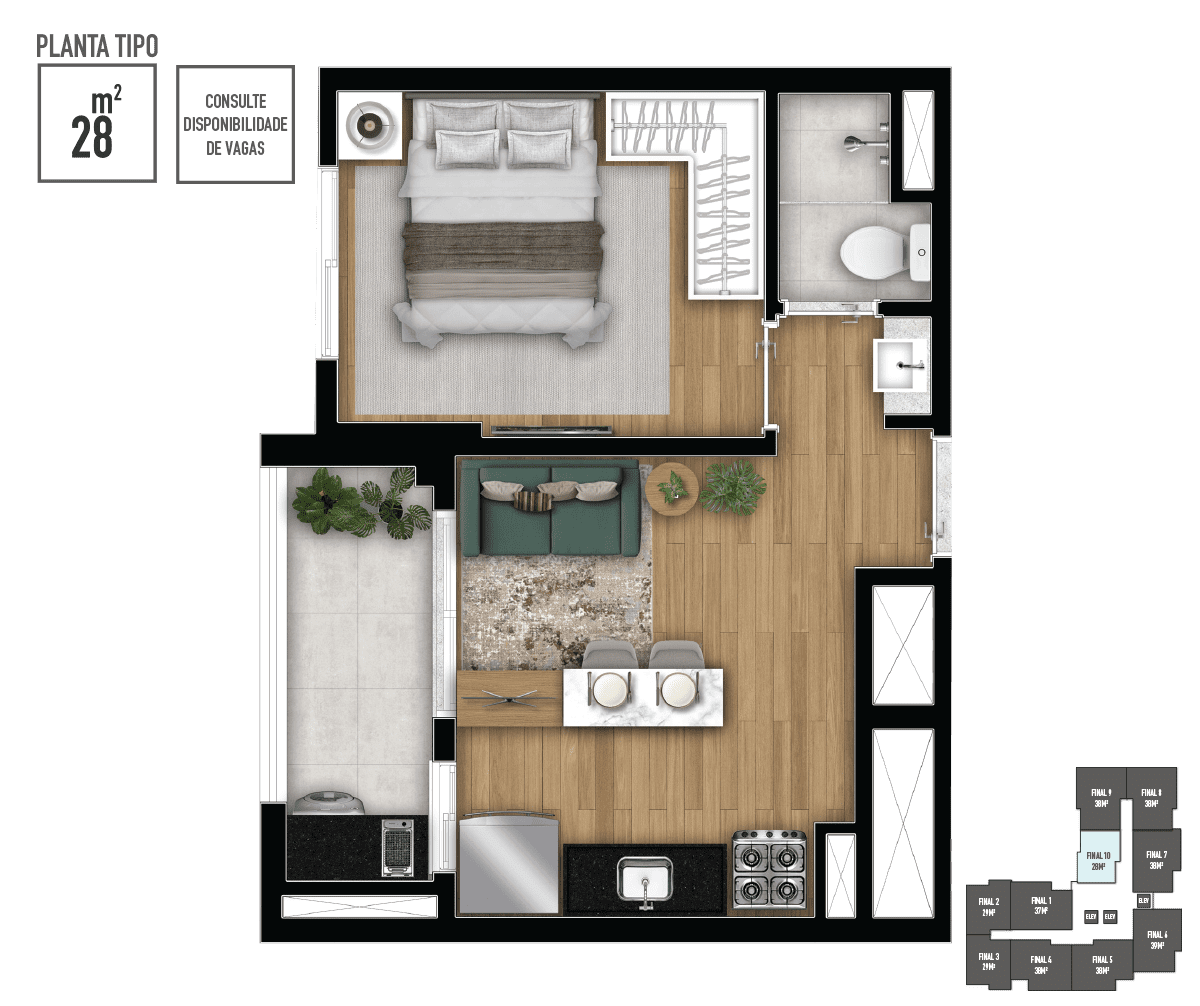Apartamento à venda com 28m², 1 quarto sem vaga - 20