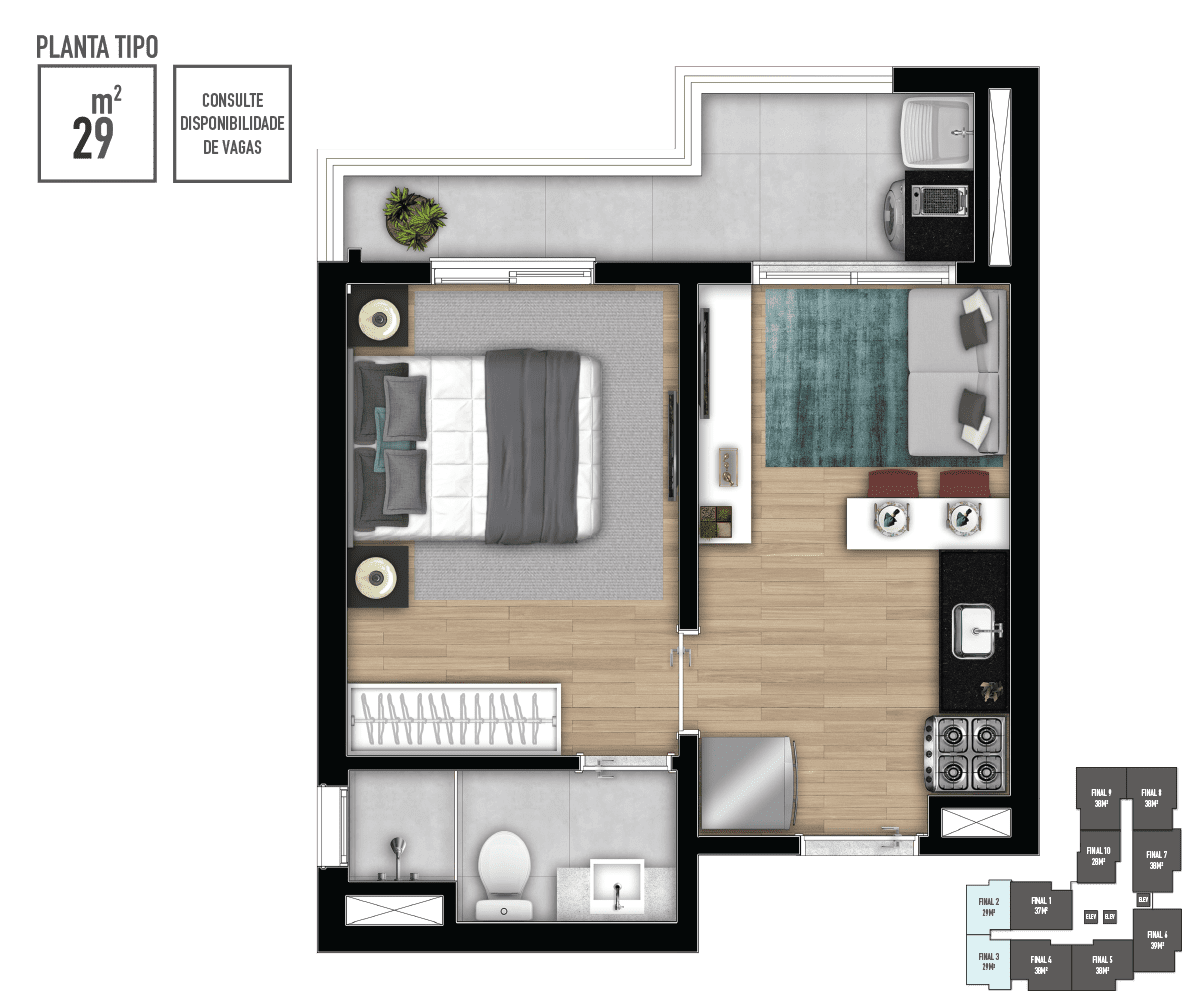 Apartamento à venda com 29m², 1 quarto sem vaga - 20