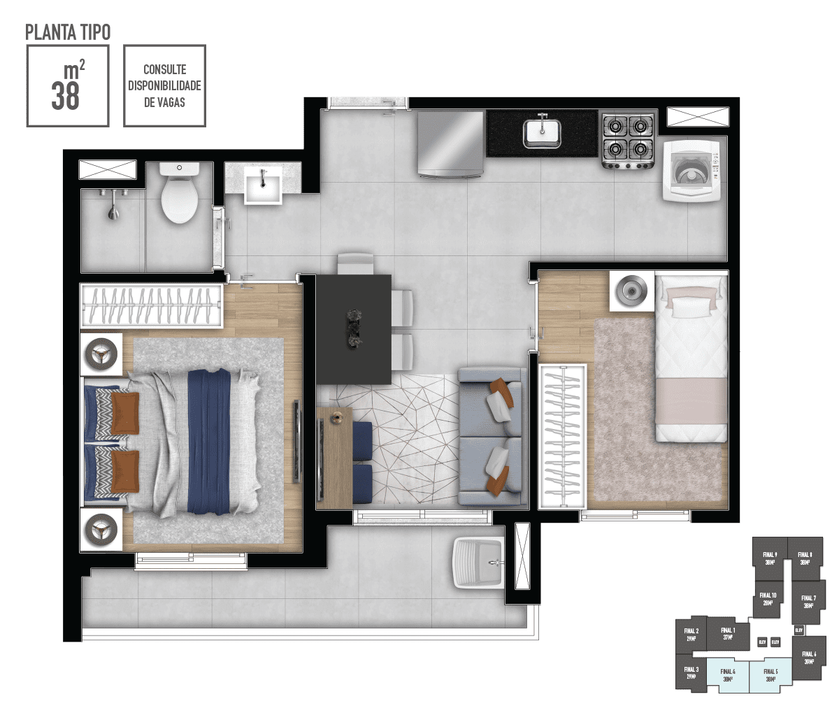 Apartamento à venda com 38m², 2 quartos com vaga - 20