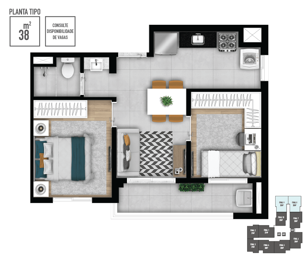 Apartamento à venda com 38m², 2 quartos sem vaga - 20