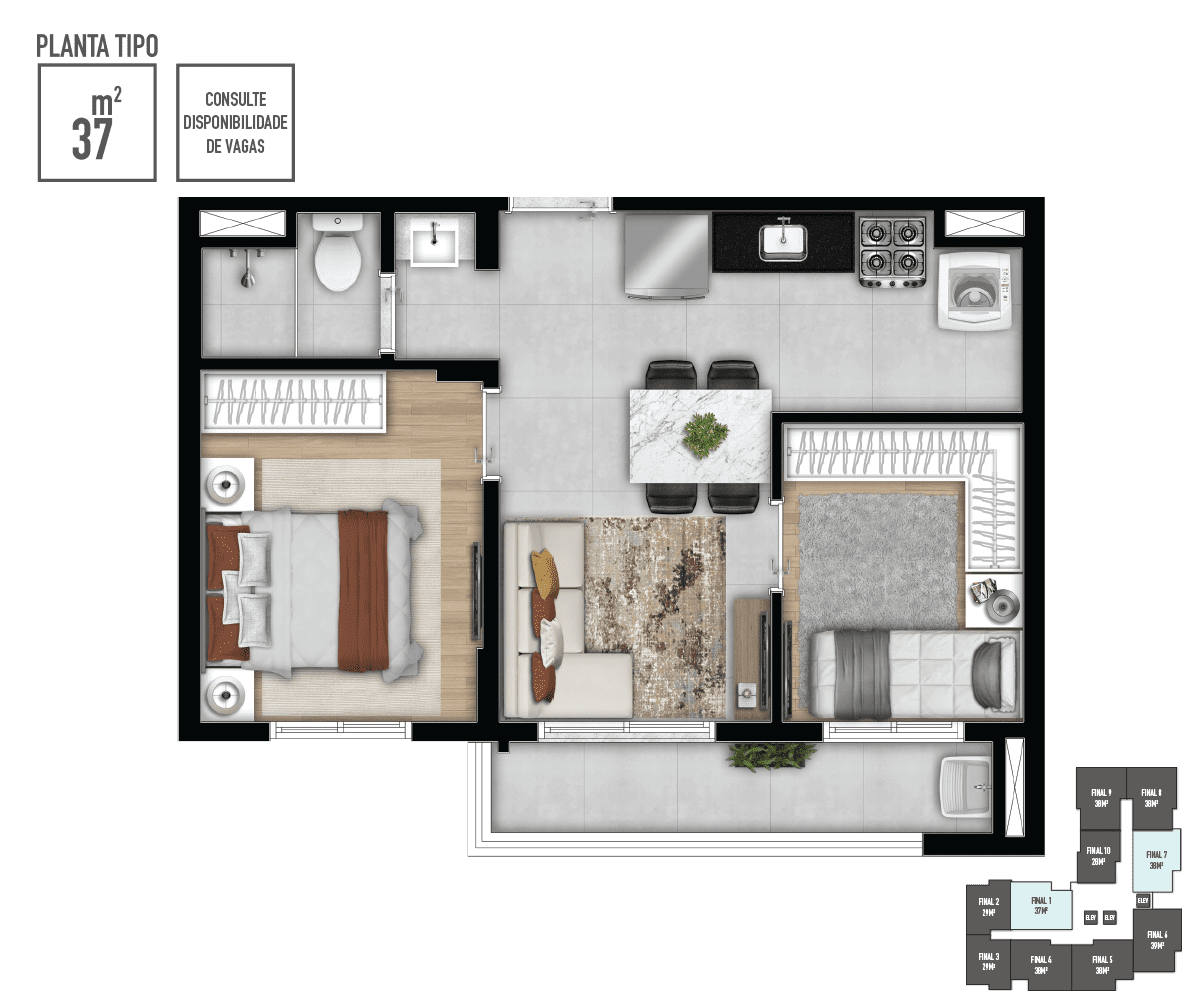 Apartamento à venda com 37m², 2 quartos sem vaga - 20