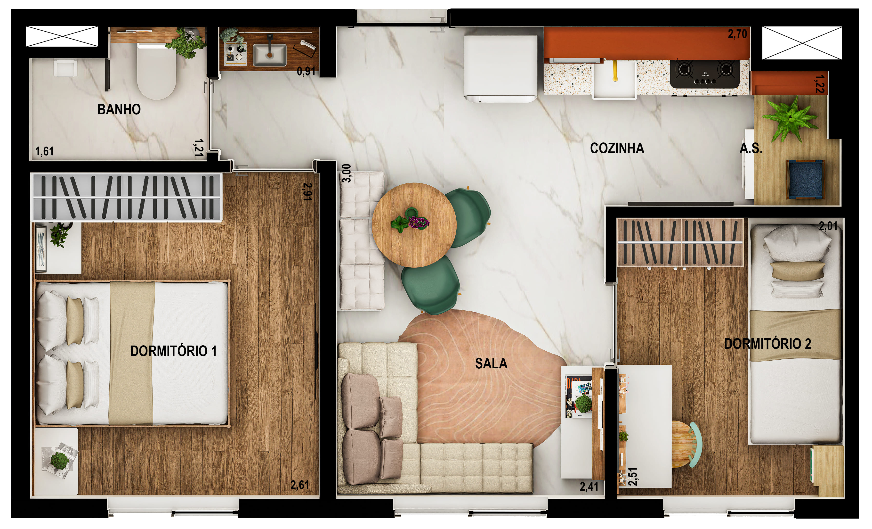 Apartamento à venda com 32m², 2 quartos sem vaga - 13