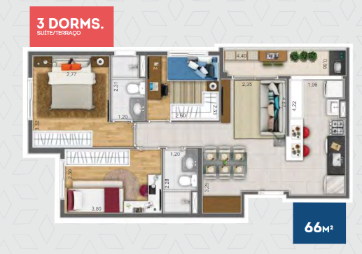 Apartamento à venda com 66m², 3 quartos com vaga - 20