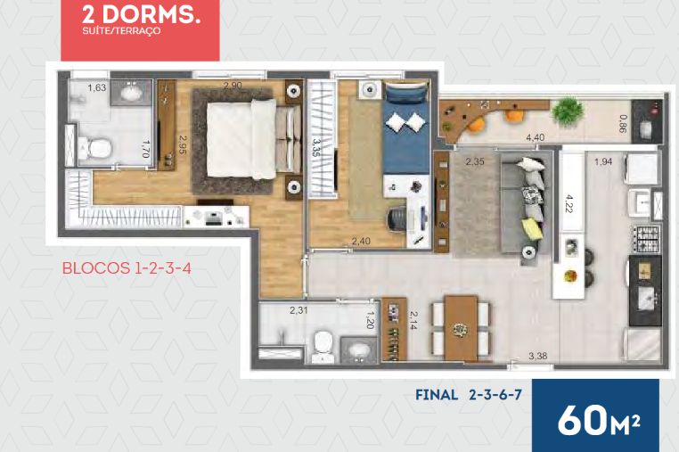 Apartamento à venda com 60m², 2 quartos com vaga - 20