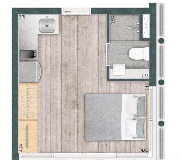 Studio à venda com 21m², 0 quartos sem vaga - 19