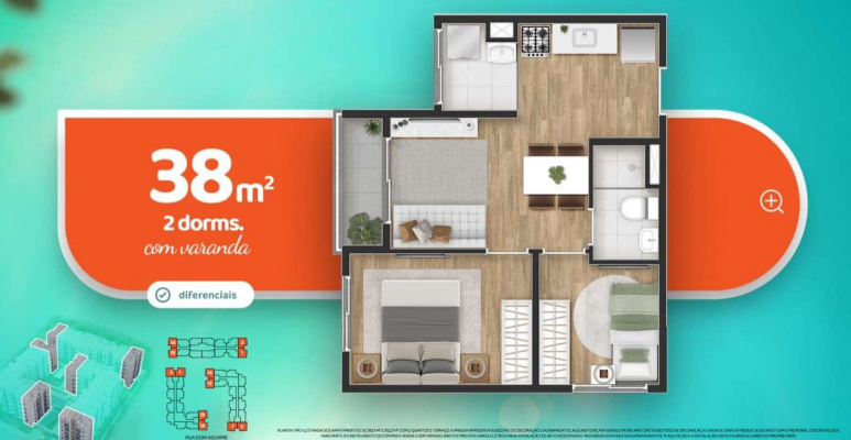 Apartamento à venda com 37m², 2 quartos sem vaga - 15