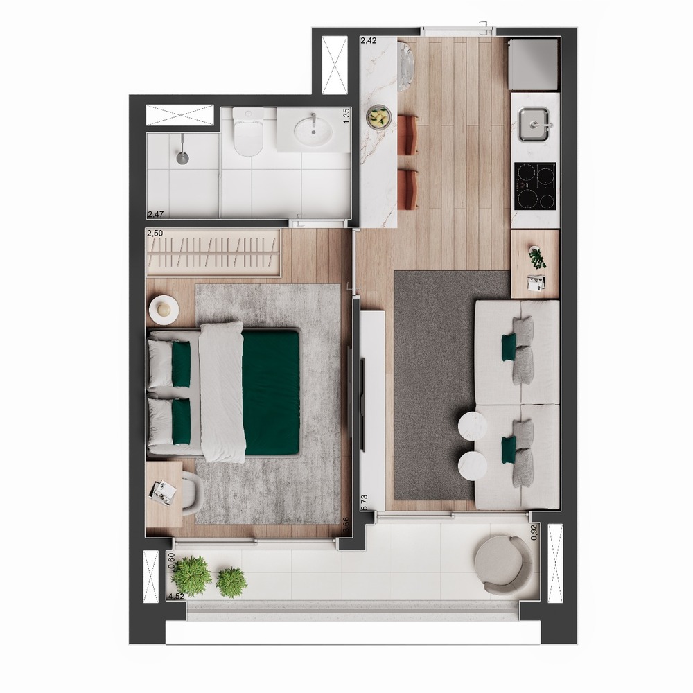 Studio à venda com 34m², 1 quarto sem vaga - 24