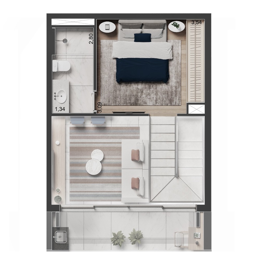 Apartamento à venda com 53m², 1 quarto sem vaga - 24