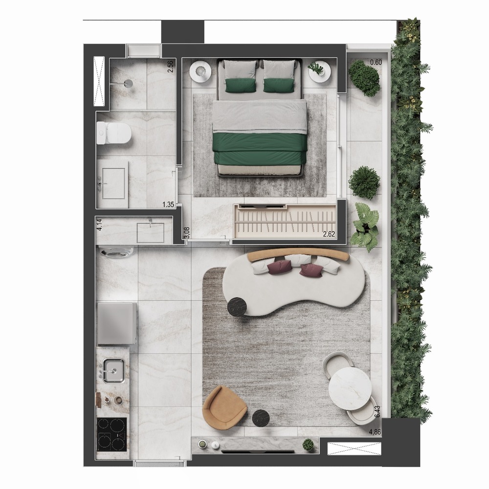 Studio à venda com 37m², 1 quarto sem vaga - 25