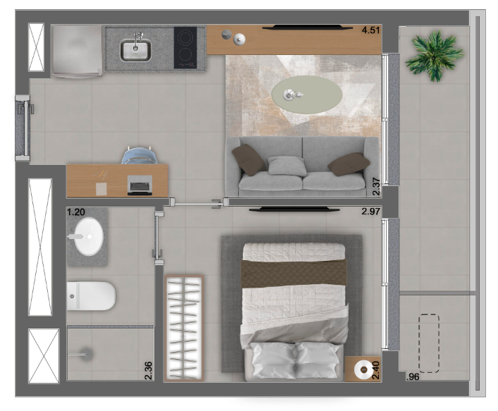 Apartamento à venda com 31m², 1 quarto sem vaga - 19