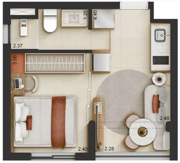 Apartamento à venda com 24m², 1 quarto sem vaga - 8