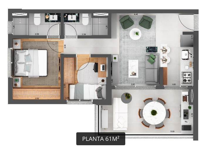 Apartamento à venda com 61m², 2 quartos com vaga - 15