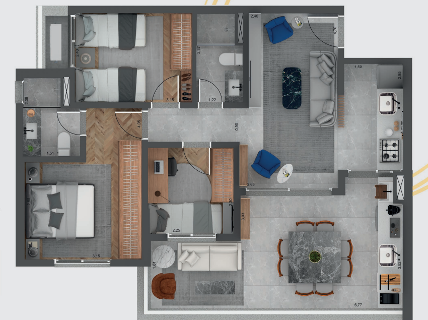 Apartamento à venda com 81m², 3 quartos com vaga - 15
