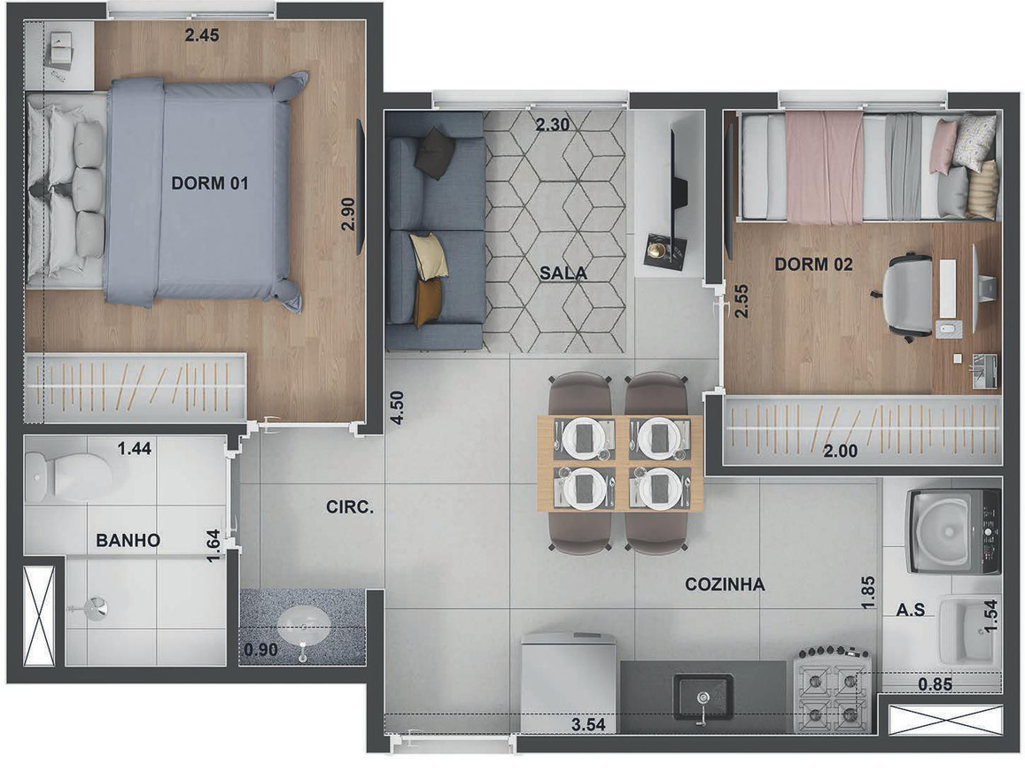Apartamento à venda com 34m², 2 quartos sem vaga - 25