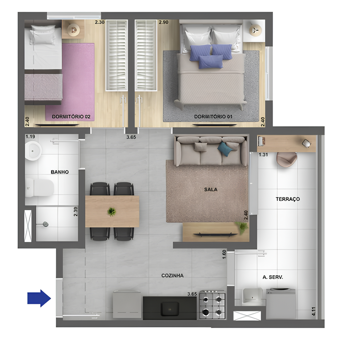 Apartamento à venda com 42m², 2 quartos sem vaga - 25