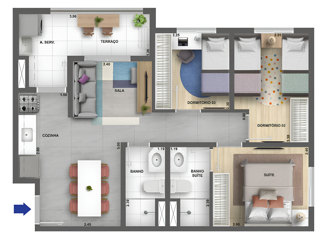 Apartamento à venda com 56m², 3 quartos com vaga - 25