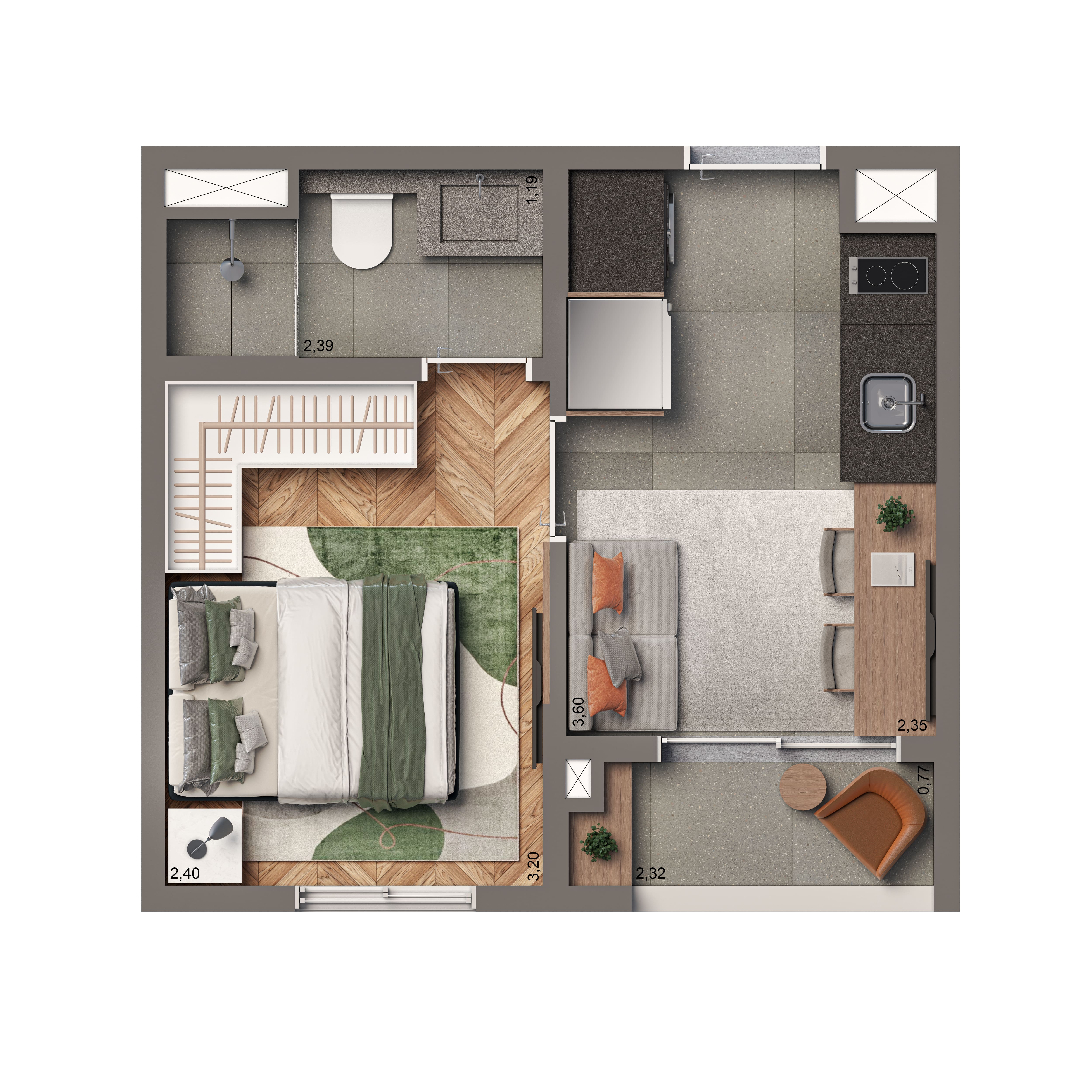 Apartamento à venda com 24m², 1 quarto sem vaga - 10