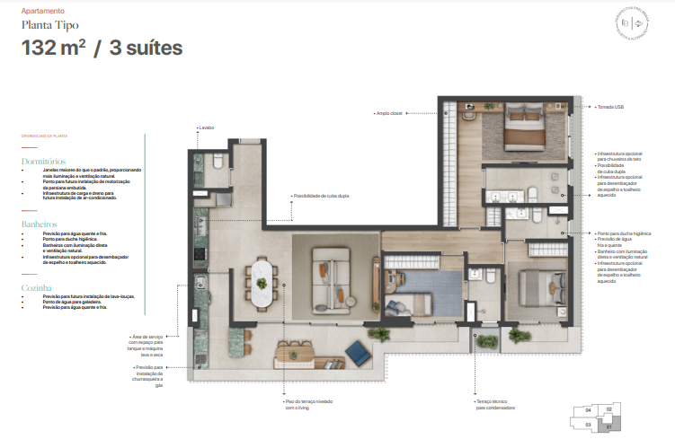 Apartamento à venda com 132m², 3 quartos com vaga - 24