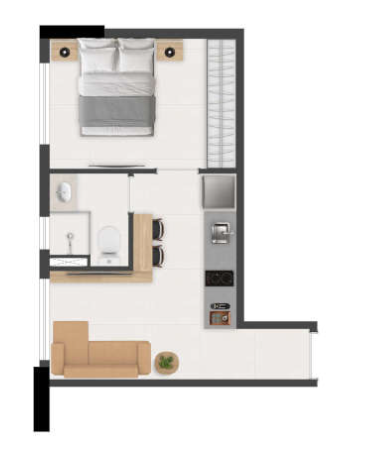 Apartamento à venda com 25m², 1 quarto sem vaga - 37