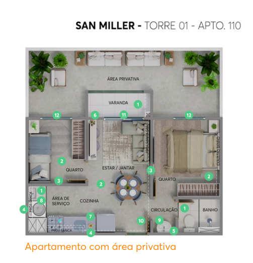 Apartamento à venda com 34m², 2 quartos sem vaga - 12