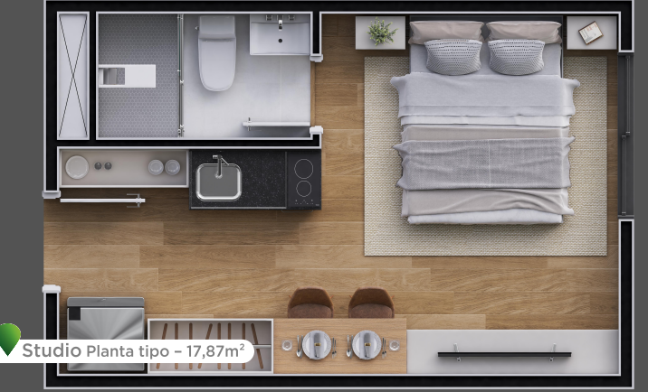 Studio à venda com 17m², 0 quartos sem vaga - 16