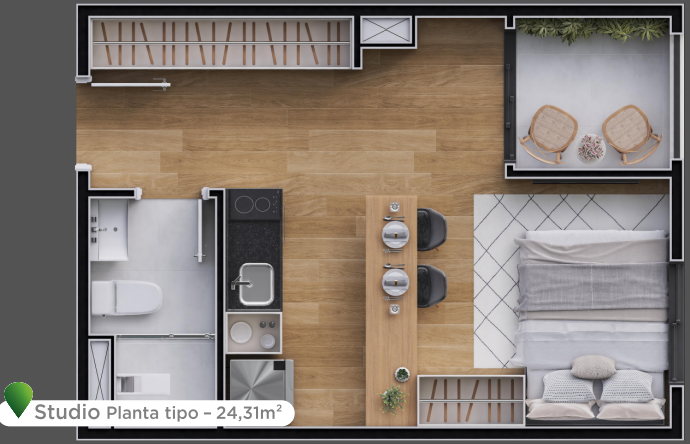 Studio à venda com 24m², 0 quartos sem vaga - 16