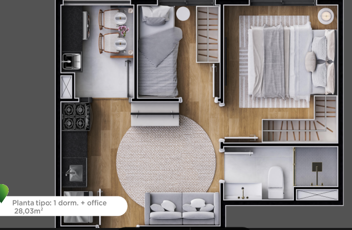 Apartamento à venda com 28m², 2 quartos sem vaga - 16