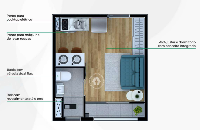 Studio à venda com 17m², 1 quarto sem vaga - 26