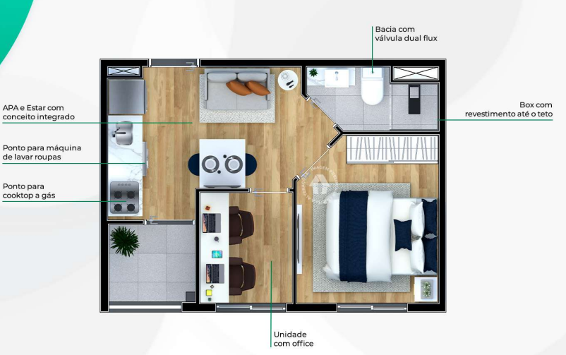 Apartamento à venda com 27m², 2 quartos sem vaga - 26