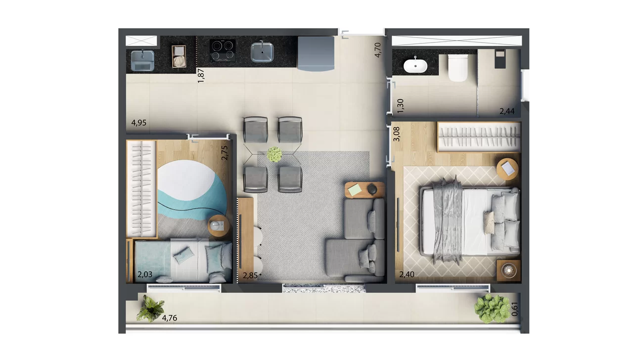 Apartamento à venda com 44m², 2 quartos sem vaga - 17