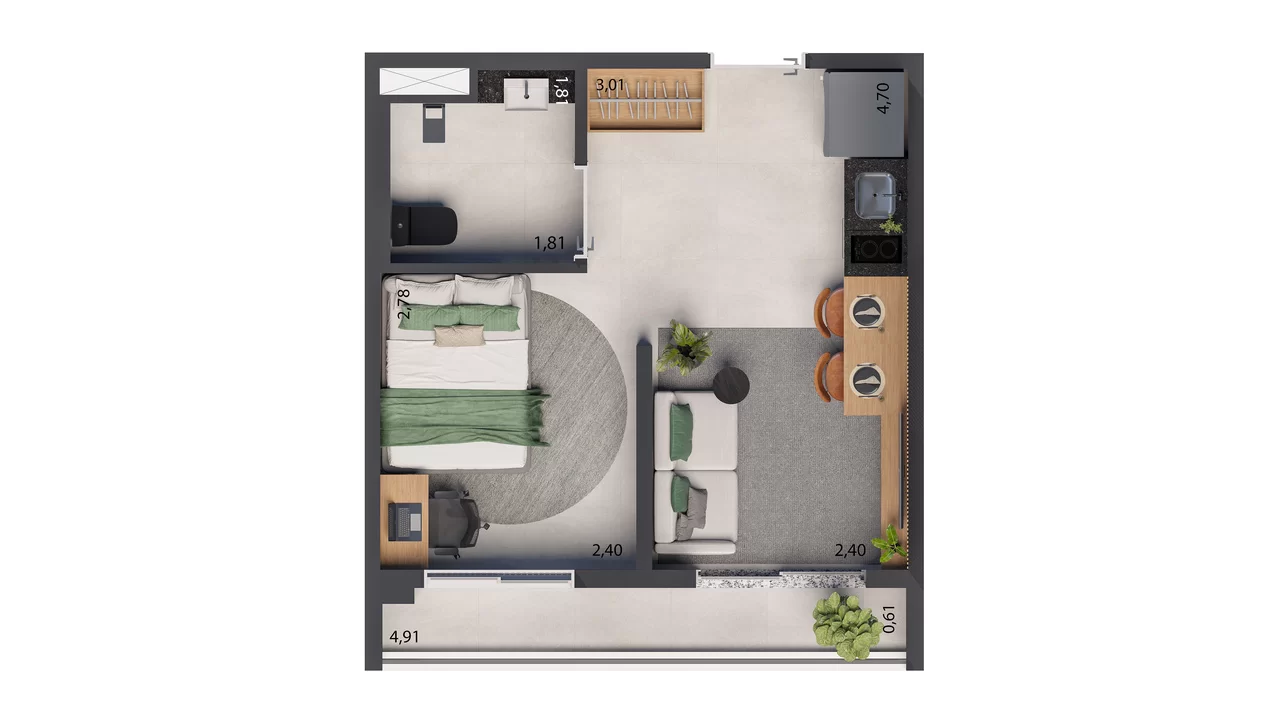 Studio à venda com 29m², 0 quartos sem vaga - 17
