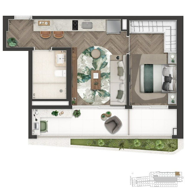 Apartamento à venda com 55m², 1 quarto sem vaga - 19