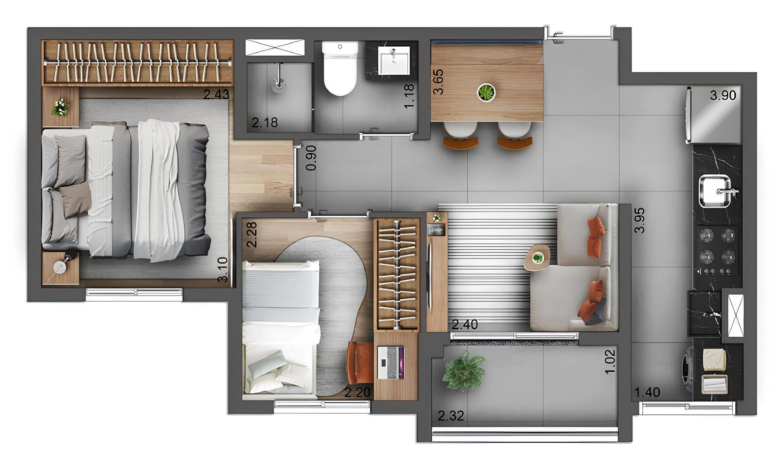 Apartamento à venda com 39m², 2 quartos sem vaga - 25