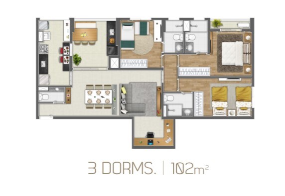 Apartamento à venda com 102m², 3 quartos com vaga - 13