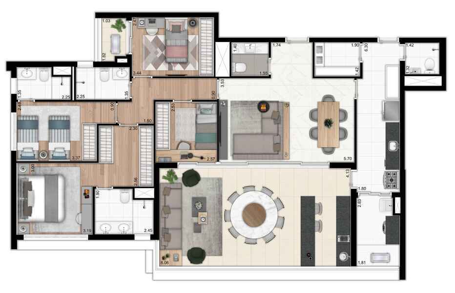 Apartamento à venda com 159m², 4 quartos com vaga - 21