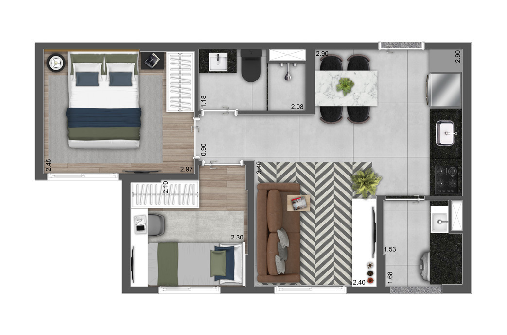 Apartamento à venda com 38m², 2 quartos sem vaga - 19