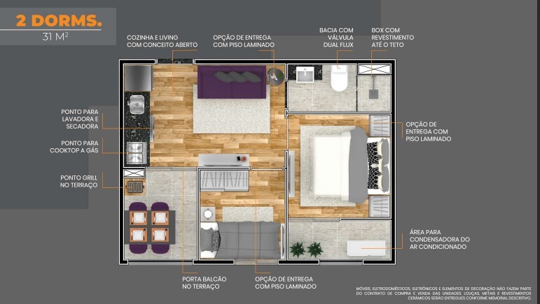 Apartamento à venda com 31m², 2 quartos sem vaga - 13