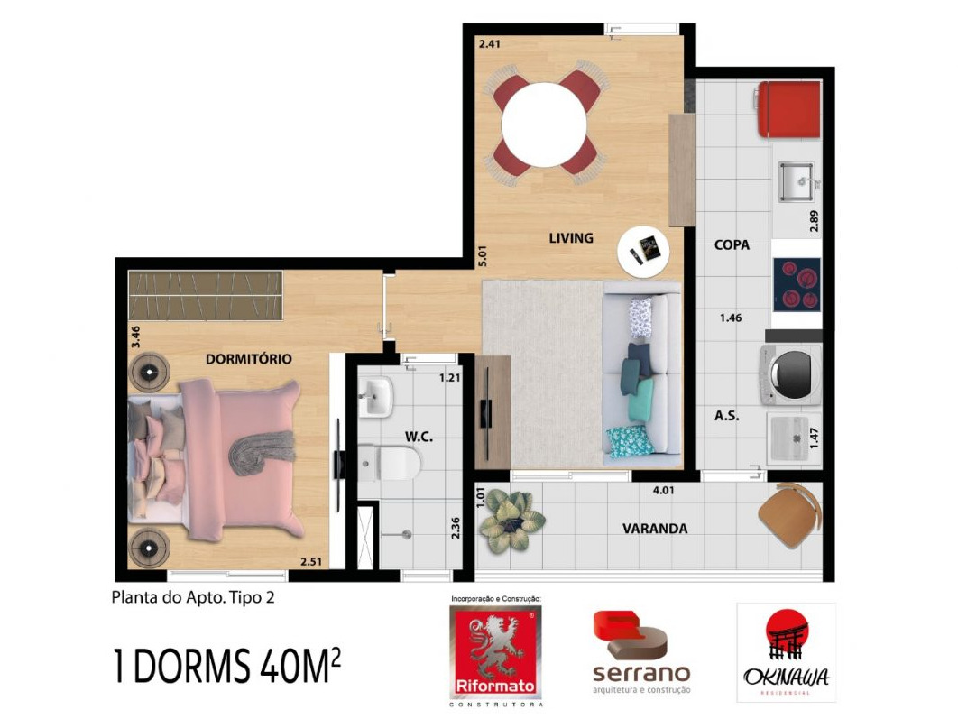 Apartamento à venda com 40m², 1 quarto com vaga - 5