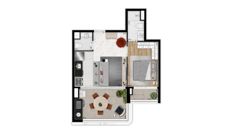 Apartamento à venda com 51m², 1 quarto com vaga - 24