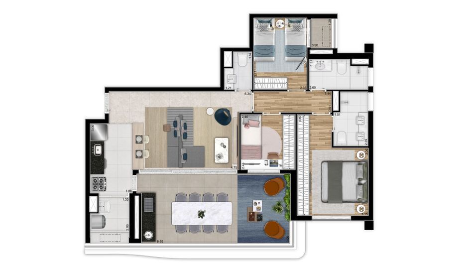Apartamento à venda com 102m², 3 quartos com vaga - 24