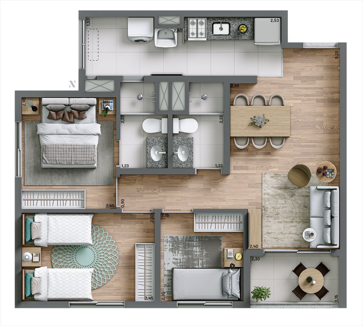 Apartamento à venda com 62m², 3 quartos com vaga - 14